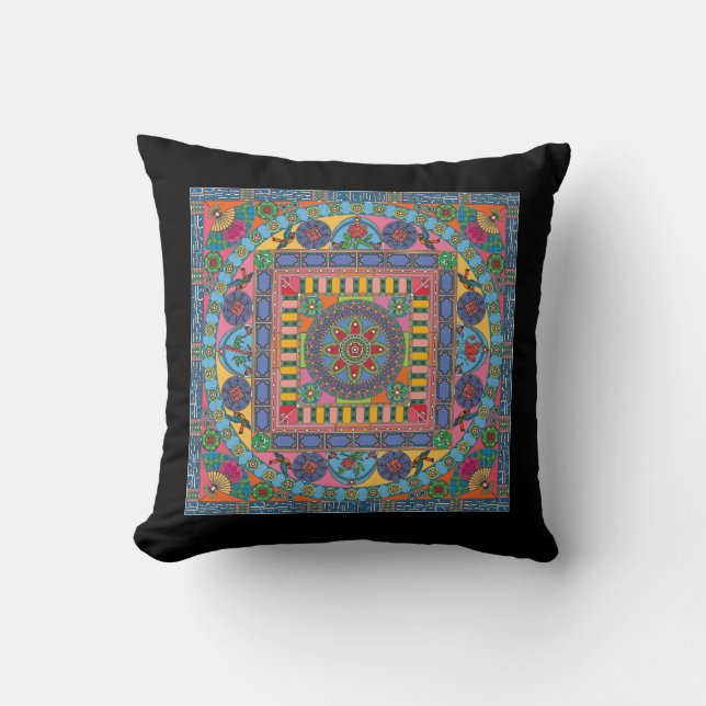 Cojín Decorativo Mah Jongg Tiles Mandala Pillow (Anverso)