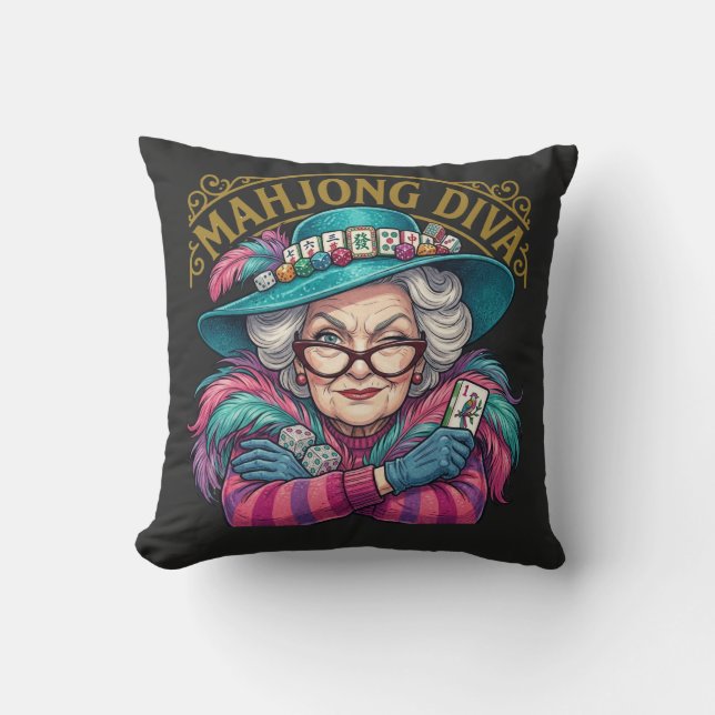 Cojín Decorativo Mahjong Diva Funny Women's (Anverso)