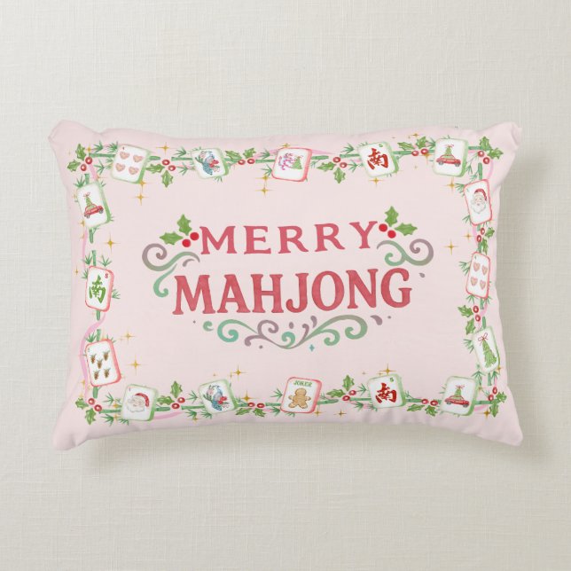Cojín Decorativo Mahjong Navideño Alegre (Anverso)