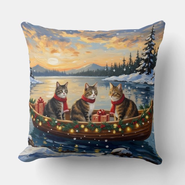 Cojín Decorativo Maine Coon Cat Christmas Boat Holiday (Anverso)
