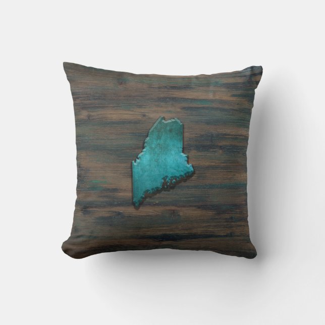 Cojín Decorativo Maine State Shape Teal (Anverso)