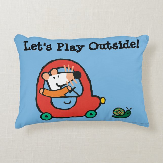 Cojín Decorativo Maisy conduce un auto rojo limpio (Anverso)