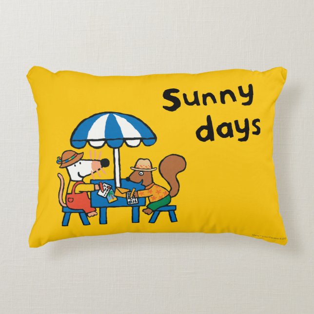 Cojín Decorativo Maisy escribe las postales debajo del paraguas (Anverso)