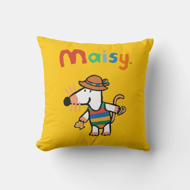 Cojín Decorativo Maisy que recoge cáscaras en la playa (Anverso)