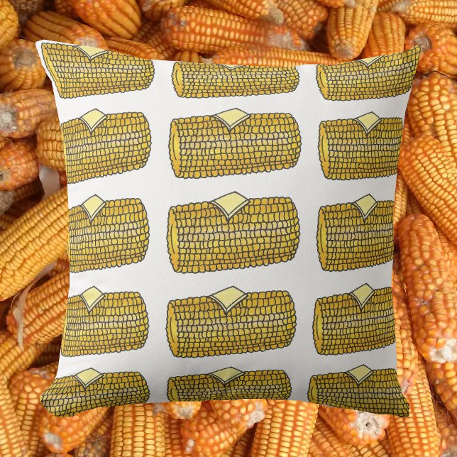 Cojín Decorativo Maíz de oído amarillo sobre comida picnica de mant (Corn on the cob pillow)