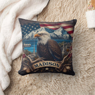 Cojín Decorativo Majestic Eagle con vistas al paisaje de Madison