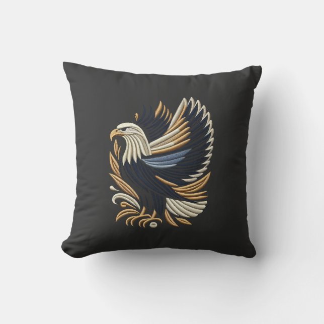 Cojín Decorativo Majestic Eagle Embroidery Design | Negrita patriót (Anverso)