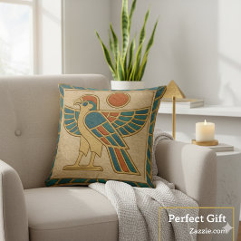 Cojín Decorativo Majestic Horus Falcon Golden Sun Pillow
