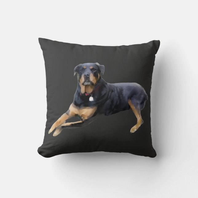 Cojín Decorativo Majestic Rottweiler: Serenity in Strength (Anverso)