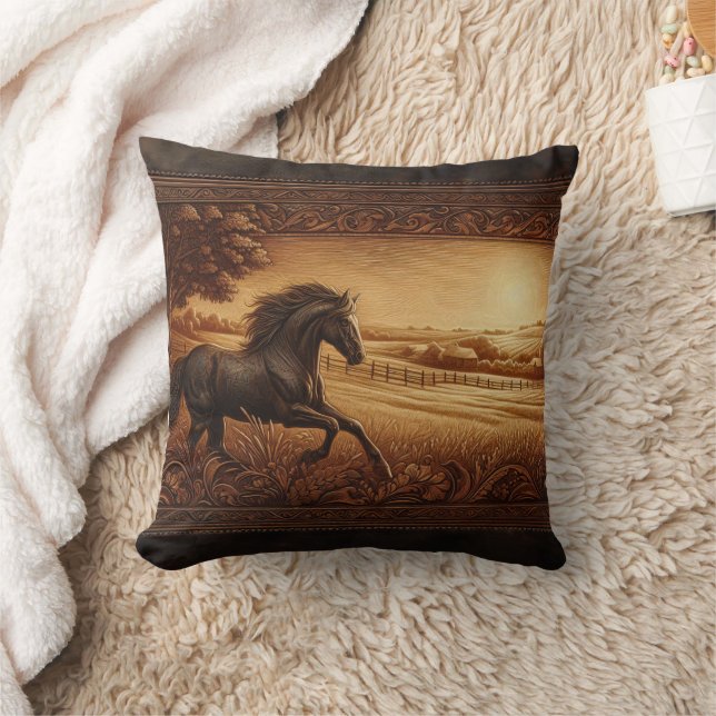 Cojín Decorativo Majestuosa Gallopaje de Caballos en el Campo Golde (Manta)