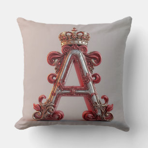 Cojín Decorativo Majestuosa letra A ornamentada con corona