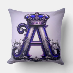 Cojín Decorativo Majestuosa letra A ornamentada con corona