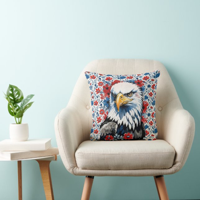 Cojín Decorativo Majestuoso American Bald Eagle Floral (Silla)