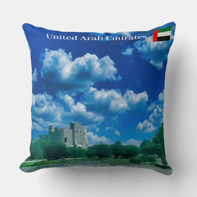 Cojín Decorativo Majestuoso Castillo de Fujairah EAU (Anverso)