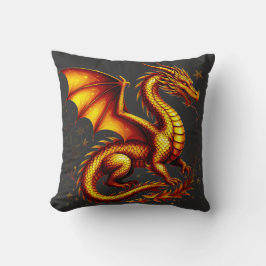 Cojín Decorativo Majestuoso Dragón Dorado Con Escamas Doradas