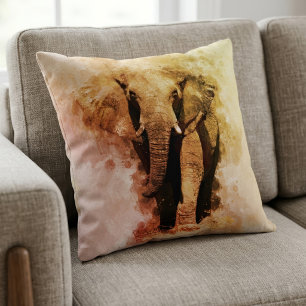 Cojín Decorativo Majestuoso Elefante Africano Macho Caminando Acuar