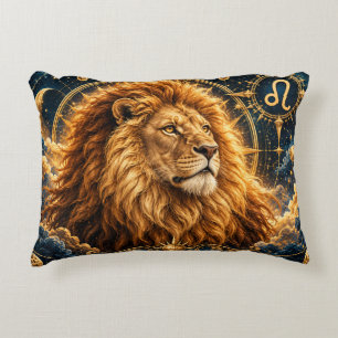 Cojín Decorativo Majestuoso León Zodiacal Dorado