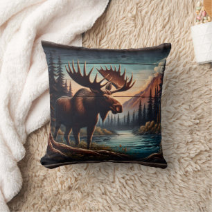Cojín Decorativo Majestuoso Moose por Tranquilo Mountain Stream