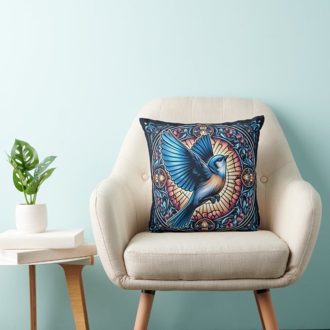Cojín Decorativo Majestuoso pájaro azul en vuelo (Silla)