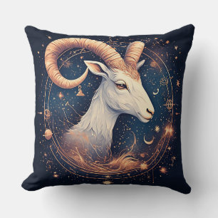 Cojín Decorativo Majestuoso retrato de cabra en un celestial místic