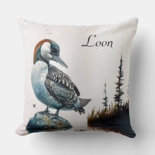 Cojín Decorativo Majestuoso somorgujo en una roca - personalizado