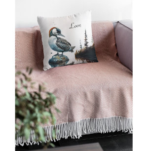 Cojín Decorativo Majestuoso somorgujo en una roca - personalizado