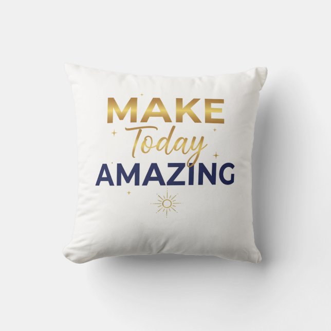 Cojín Decorativo Make Today Amazing Gold Navy Sun Design (Anverso)
