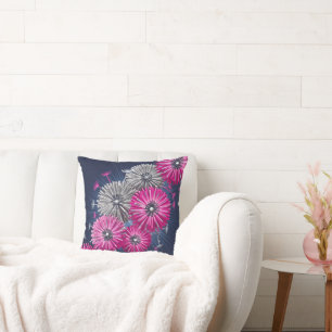 Cojín Decorativo Malezas Olvidadas Gris Rosa Azul Diente de León