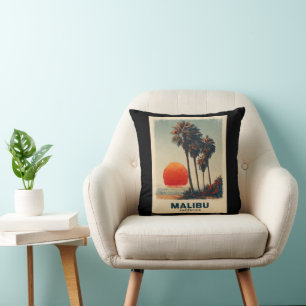 Cojín Decorativo Malibu California Vintage Travel Poster