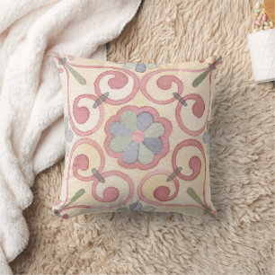 Cojín Decorativo Málica española italiana acuarela rosa floral