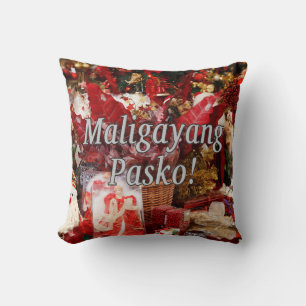 Cojín Decorativo ¡Maligayang Pasko! Feliz Navidad en Tagalog wf
