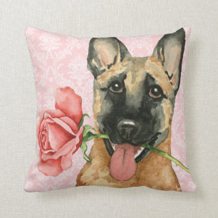 Cojín Decorativo Malinois subió tarjeta del día de San Valentín