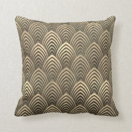 Cojín Decorativo Malla Sepia Oro Negro Art Deco Escales de conchas 