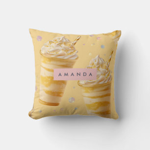 Cojín Decorativo Malteada Personalizada con Torbellino de Caramelo 
