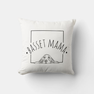 Cojín Decorativo mama basset hound negro blanco ojos de cachorro si