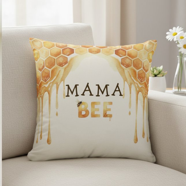 Cojín Decorativo Mama Bee Honeycomb Honey Drip Baby Shower (Mama Bee Honeycomb Honey Drip Baby Shower Throw Pillow
)
