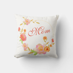 Cojín Decorativo Mamá Bonito Naranja Floral