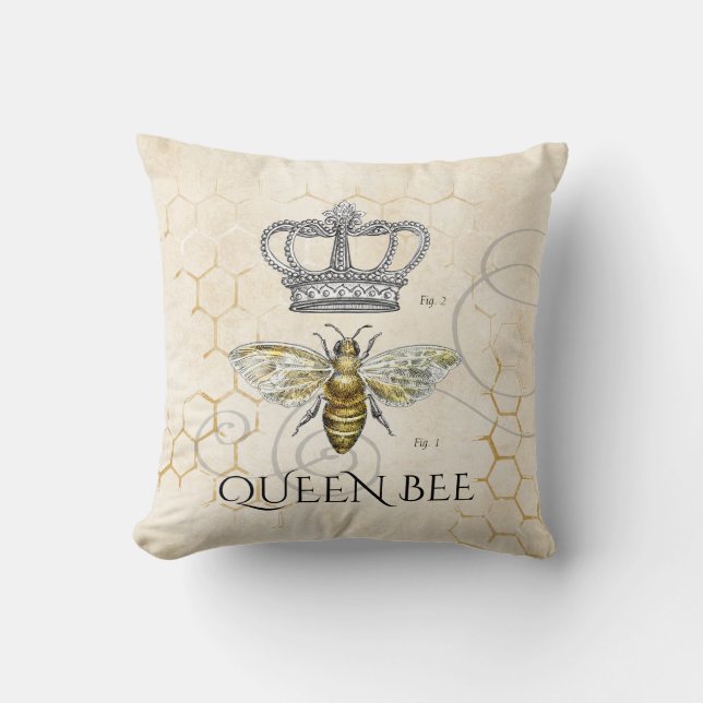 Cojín Decorativo Mamá cita a Queen Bee Monograma (Anverso)