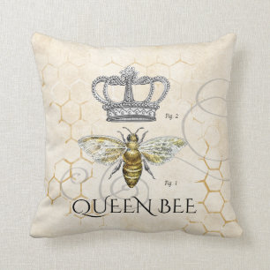 Cojín Decorativo Mamá cita al monograma de la reina abeja