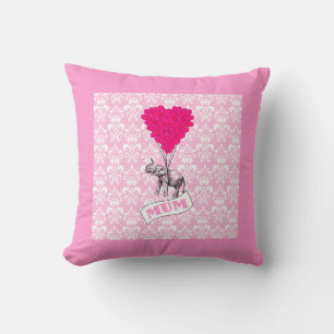 Cojín Decorativo Mamá con elefante rosa