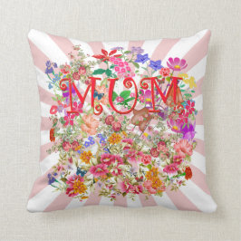 Cojín Decorativo Mamá, con las flores, mariposas