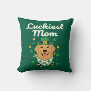 Cojín Decorativo Mamá de Golden Retriever más afortunada Día de San