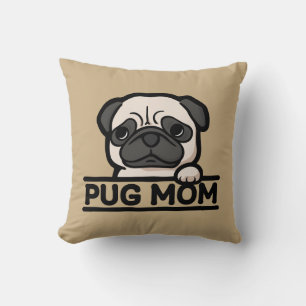 Cojín Decorativo MAMÁ DE PUG – Regalo divertido y lindo para amante