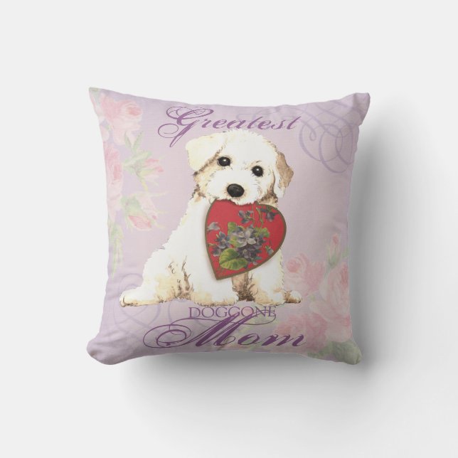 Cojín Decorativo Mamá del corazón de Bichon (Anverso)