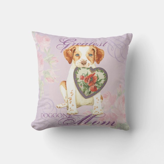 Cojín Decorativo Mamá del corazón de Bretaña (Anverso)