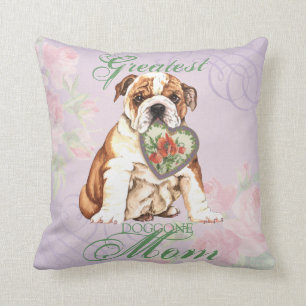 Cojín Decorativo Mamá del corazón del bulldog