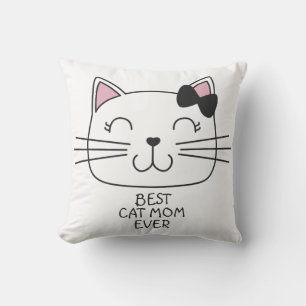 Cojín Decorativo Mamá del mejor gato blanco con un lindo gatito per