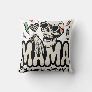Cojín Decorativo Mamá divertida de Halloween calavera genial