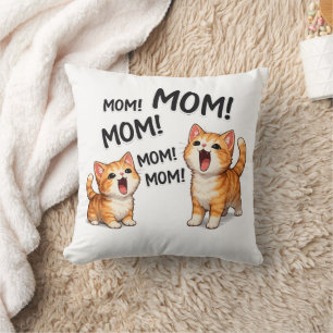 Cojín Decorativo ¡Mamá divertida! Mamá! Mamá Gatitos naranjas atigr