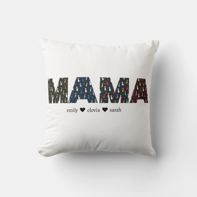 Cojín Decorativo Mama Dog cat paw custom names (Anverso)